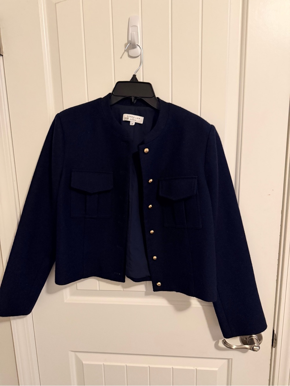 Derek Lam Navy Cropped Button-Front Jacket
